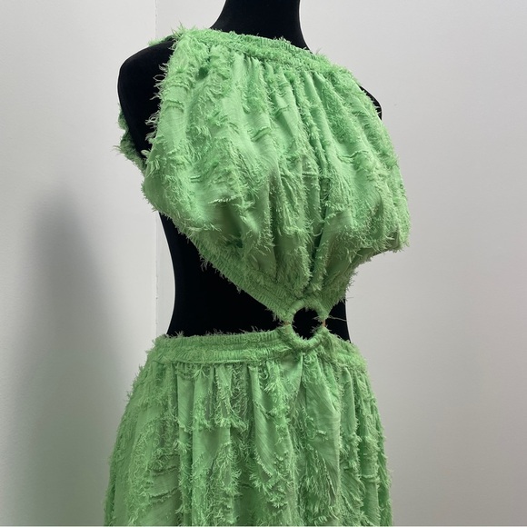 Cult Gaia- Theia Cutout Backless Maxi Dress Green Textured Size Large Vacation - Picture 4 of 16